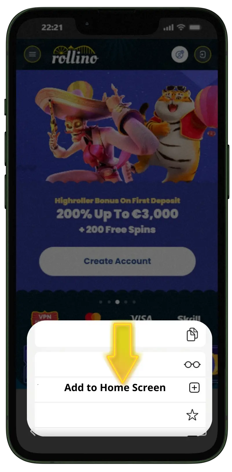 Select Add to Home Screen