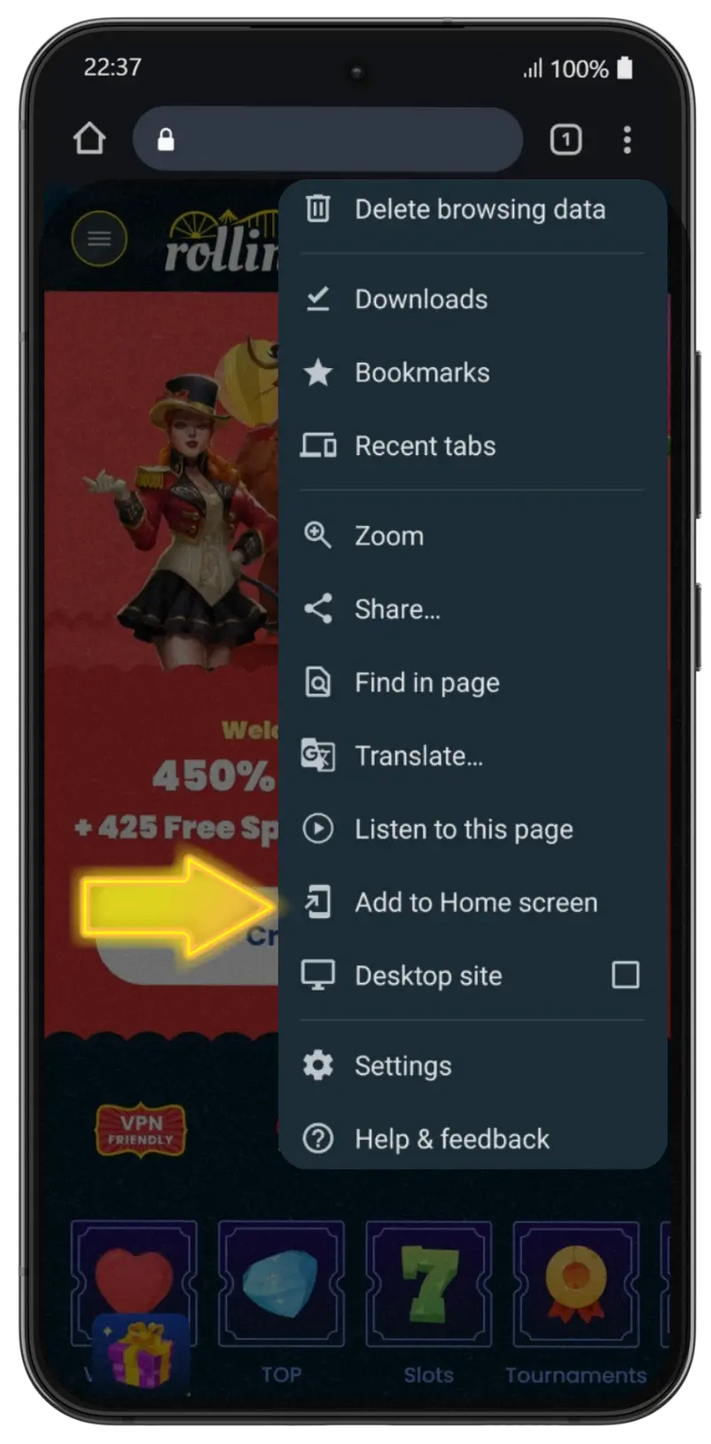 Tap Add to Home screen