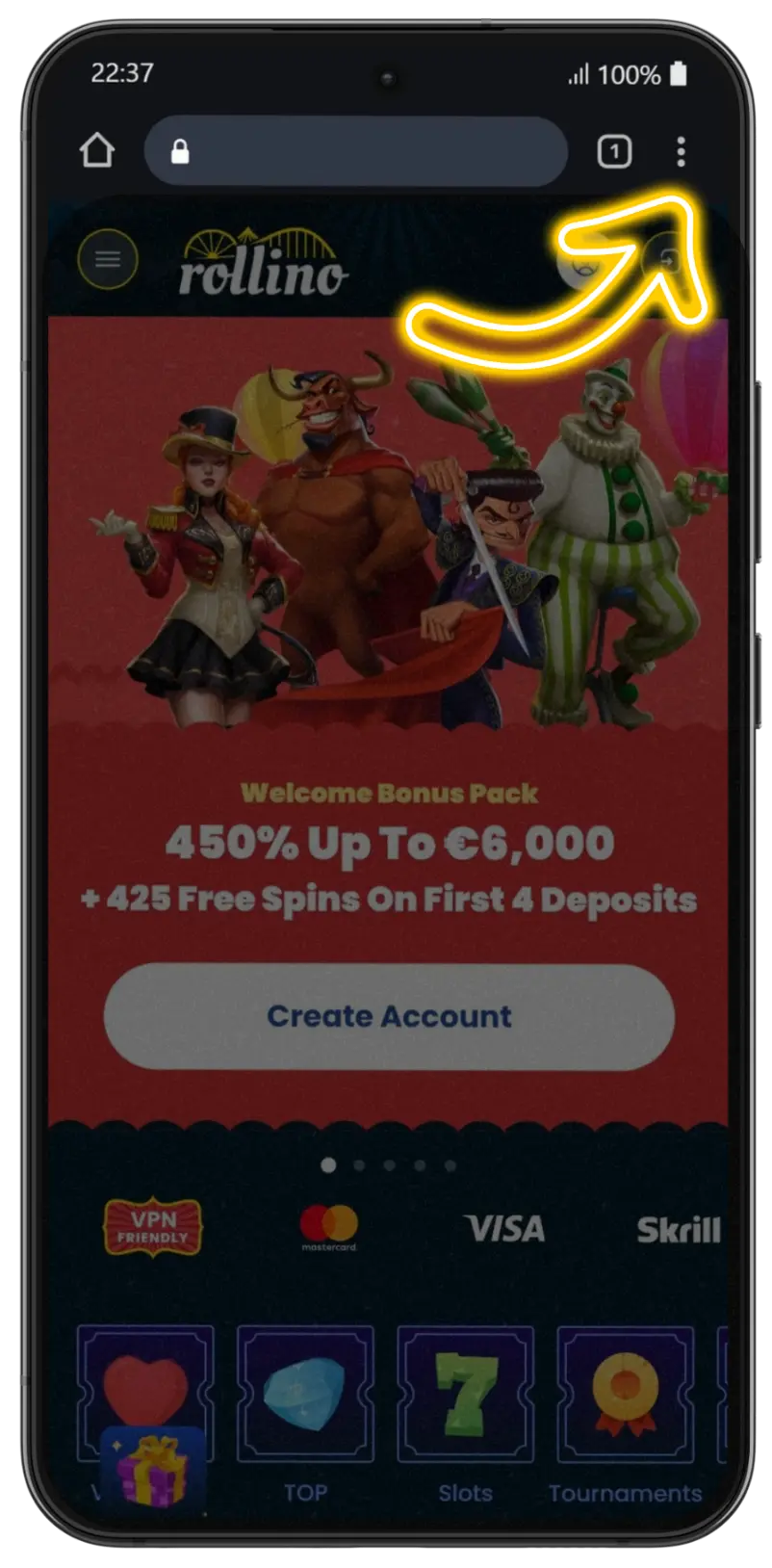 Tap the three-dot menu